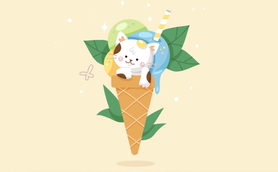 Котик с мороженым | Pixel